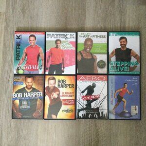 Bundle of 8 Workout Exercise DVDs Patrick Goudeau Rob Glick Aero Bob Harper